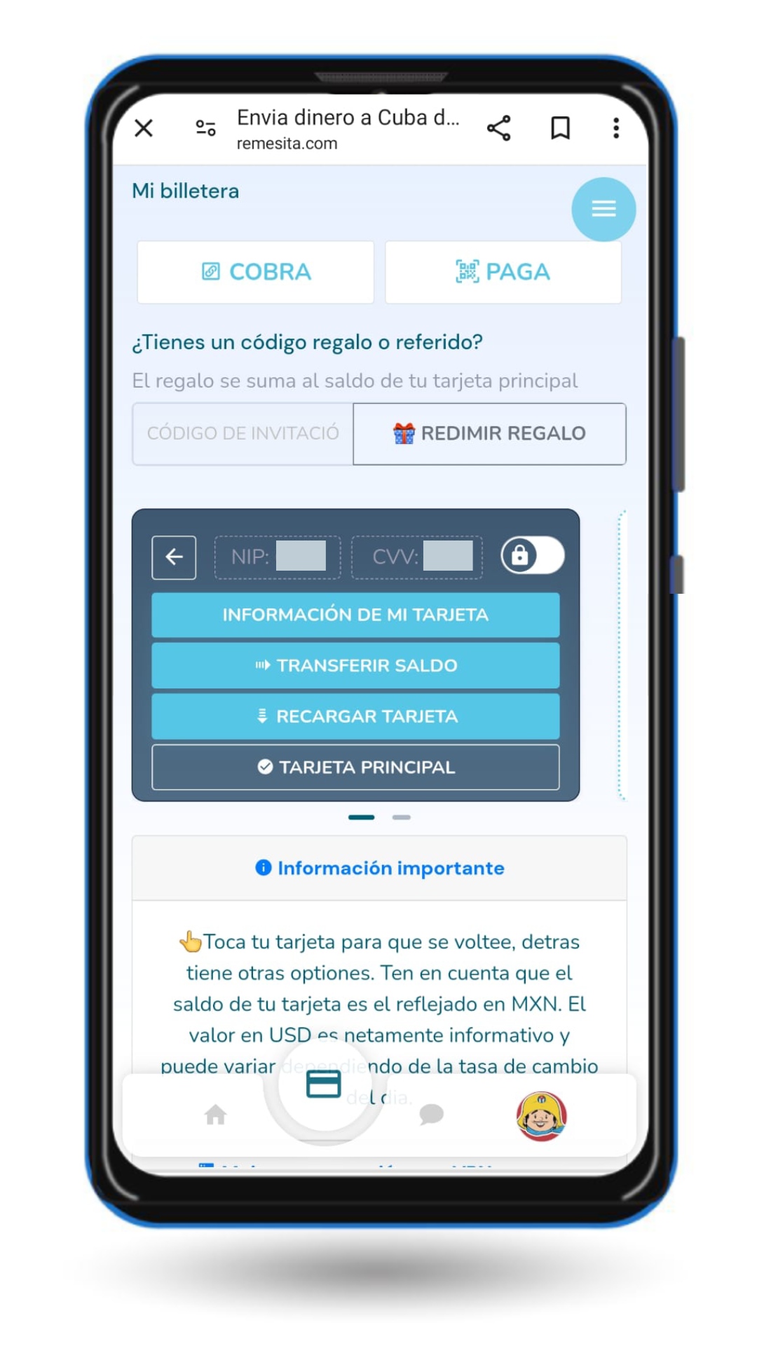 ¿Cómo recargar la TARJETA REMESITA desde mi apartado TARJETA?